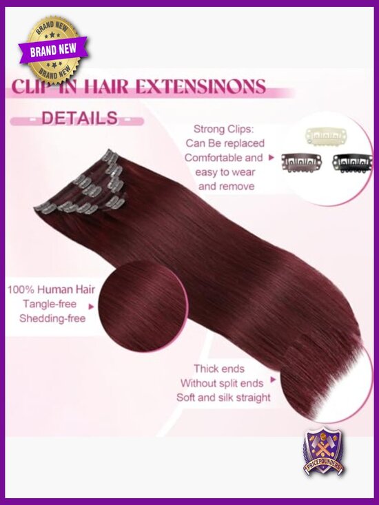 Clip in Human Hair Extensions, 14 Inch 80g 8Pcs Double Weft Remy Hair